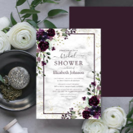 Plum Lila Gold Wasserfarben-Marmor-Brautparty Einladung