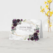 Plum Lila Goldenes geometrisches Foto Karte (Gelbe Blume)