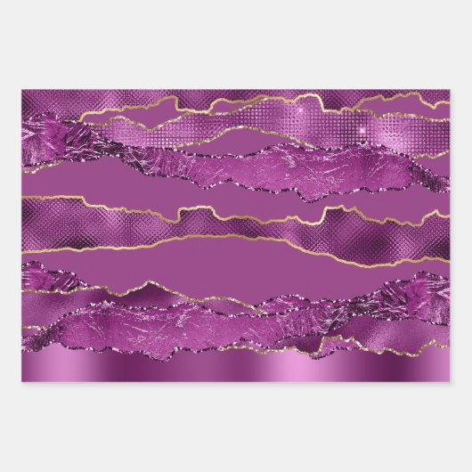 Plum lila Goldfolie Glitzer elegant elegant Geschenkpapier Set (Vorderseite 2)