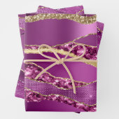 Plum lila Goldfolie Glitzer elegant elegant Geschenkpapier Set (Beispiel)