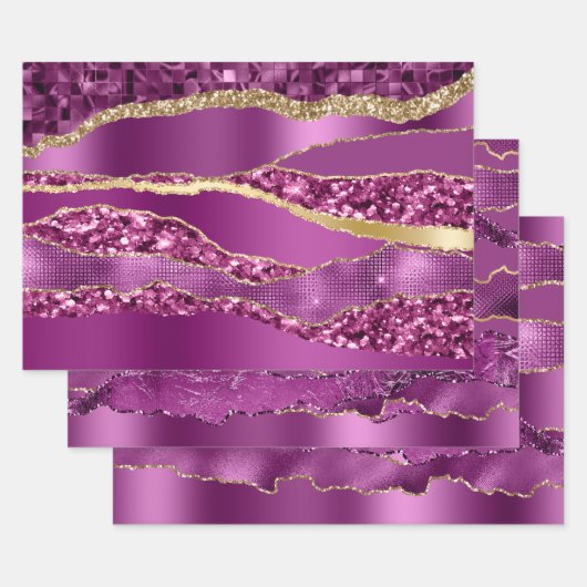 Plum lila Goldfolie Glitzer elegant elegant Geschenkpapier Set (Set)