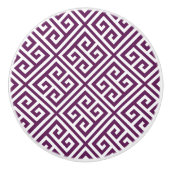 Plum Lila griechischer Schlüssel Keramikknauf (Vorderseite)