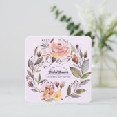 Plum Lila Herbst Blumendusche Einladung (Stehend Vorderseite)