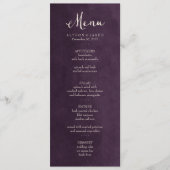 Plum Lila Hochzeitkarte Menükarte (Vorderseite)