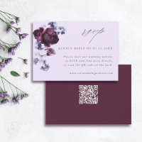 Plum Lila & Indigo Blue Elegant Floral QR Code