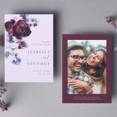 Plum Lila & Indigo Blue Elegante Blumenhochzeit Save The Date