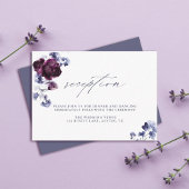 Plum Lila & Indigo Blue Floral Hochzeitsempfang Begleitkarte