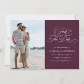 Plum Lila & Indigo Blue Floral Wedding Foto Save The Date (Rückseite)