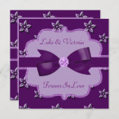 Plum Lila Island Blume & Rhinestones Hochzeit Einladung (Vorne/Hinten)