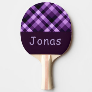 Plum Lila Kariertes Monogramm Pingpongpaddel Tischtennis Schläger