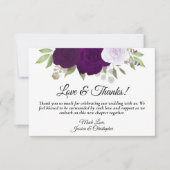 Plum Lila & Lavender Rose Simple Boho Wedding Dankeskarte (Vorderseite)