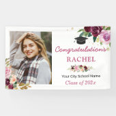 PLUM Lila Lilac Floral Graduate Party Banner (Horizontal)