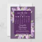 Plum Lila Lilacs Wedding Save the Date Calendar Magneteinladung (Vorderseite)