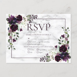 Plum Lila Marmor Hochzeit im Herbst UAWG Invitati Einladungspostkarte
