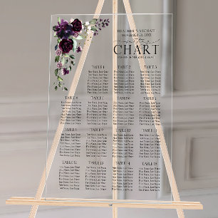Plum Lila Mauve Floral Empfang Sitzplatz Acrylschild