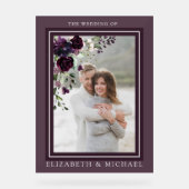 Plum Lila Mauve Floral Foto Hochzeit Acrylschild (Vorderseite)