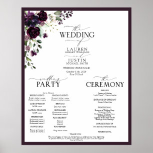 Plum Lila Mauve Floral Watercolor Programm Poster