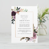 Plum Lila Mauve Pink Floral Hen Party Einladung (Stehend Vorderseite)