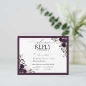 Plum Lila Mauve Watercolor Floral Wedding RSVP Einladungspostkarte (Stehend Vorderseite)