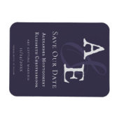 Plum Lila Minimalistisch Monogramm Magnet (Horizontal)