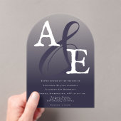 Plum Lila Minimalistische Monogramm-Hochzeit Acryleinladungen (Insitu (Handheld))