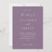 Plum Lila MOD Calligraphy Wedding Einladung (Vorderseite)
