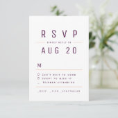Plum Lila Modern Chic Simple Typografy UAWG RSVP Karte (Stehend Vorderseite)
