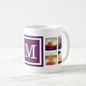 Plum Lila Monogram Instagramm Foto Collage Tasse (VorderseiteRechts)