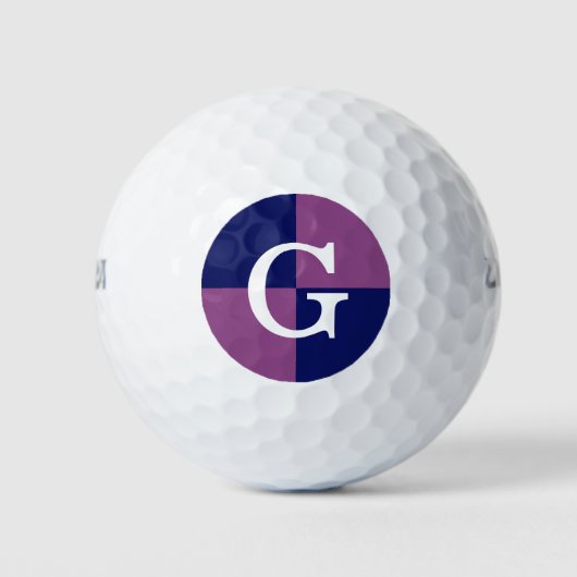 Plum Lila Navy Blue LG Schachbrett Monogram Golfball (Vorderseite)