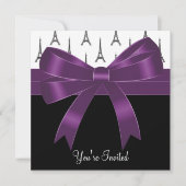 Plum Lila Paris Eiffel Tower Party Einladung (Vorderseite)