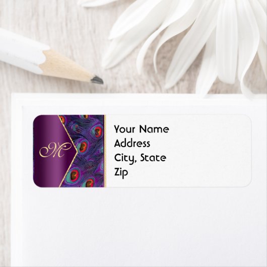 Plum Lila Peacock Address Label (Insitu)
