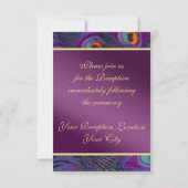 Plum Lila Peacock-Empfang Einladung (Rückseite)