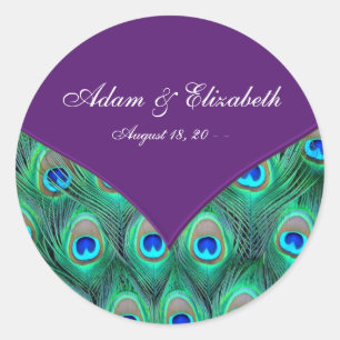 Plum Lila Peacock-Gastgeschenk Hochzeit Runder Aufkleber