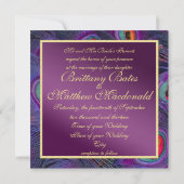 Plum Lila Peacock Wedding Einladung (Rückseite)