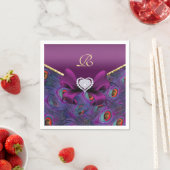 Plum Lila Peacock Wedding Paper Party Napkins Serviette (Beispiel)