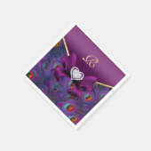 Plum Lila Peacock Wedding Paper Party Napkins Serviette (Ecke)