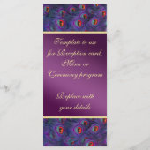 Plum Lila Peacock Wedding Program Rack Card Programm (Rückseite)