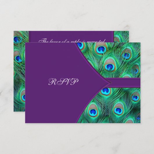 Plum Lila Peacock Wedding RSVP (Vorne/Hinten)