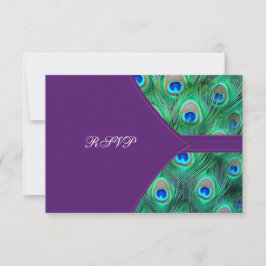 Plum Lila Peacock Wedding RSVP Karte