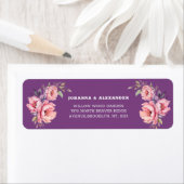 Plum Lila Peony Wedding Rücksendeadressen-Aufklebe (Insitu)