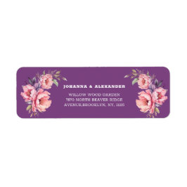 Plum Lila Peony Wedding Rücksendeadressen-Aufklebe