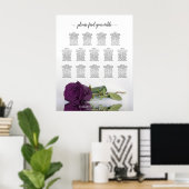 Plum Lila Rose 14 Tabelle Hochzeitsdiagramm Poster (Heimbüro)