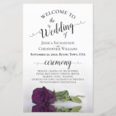 Plum Lila Rose Elegantes BUDGET Hochzeitsprogramm (Vorderseite)
