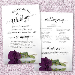 Plum Lila Rose Elegantes BUDGET Hochzeitsprogramm