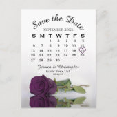Plum Lila Rose Hochzeitskalender Save the Date Ankündigungspostkarte (Vorderseite)