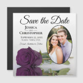 Plum Lila Rose Save the Date Oval Foto Magnet (Vorne/Hinten)