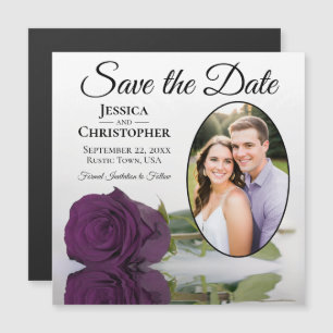 Plum Lila Rose Save the Date Oval Foto Magnet