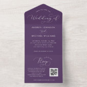 Plum Lila | Script Herbst QR Code Hochzeit All In One Einladung (Innen Boden)