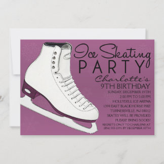 Plum Lila Skate Mates Ice Skaten Geburtstagsparty Einladung