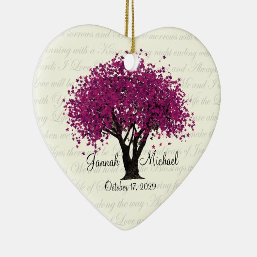 Plum Lila Tree Wedding Foto Keramikornament (Rechts)